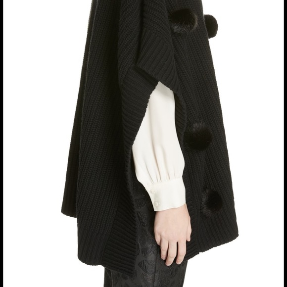 Kate spade ♠️ black turtleneck pom poncho - Picture 11 of 11
